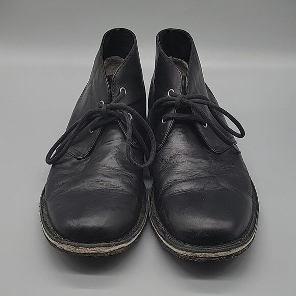 UGG 3275 Leighton Chukka Black Leather Ankle Winter Mens Boots Size 8.5 - Picture 3 of 10